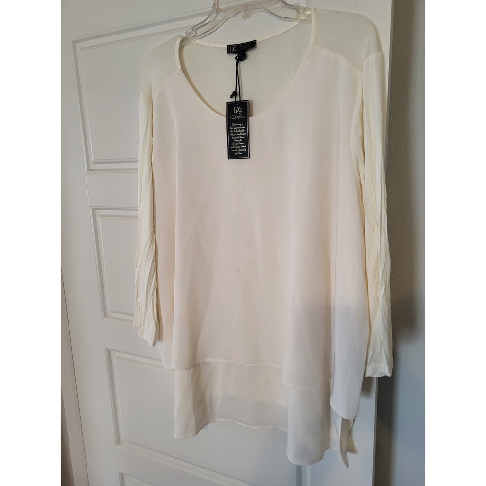 DG2 By Diane Gilman Classic White Layered Blouse New Women's Size XL